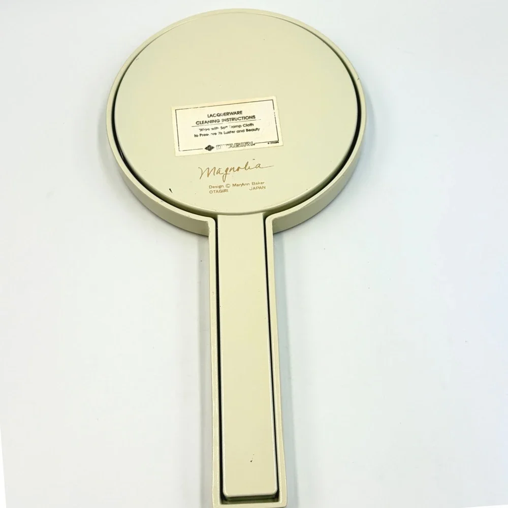 Vintage Otagiri Magnolia Double Hand Mirror MaryAnn Baker Japanese Lacquerware l